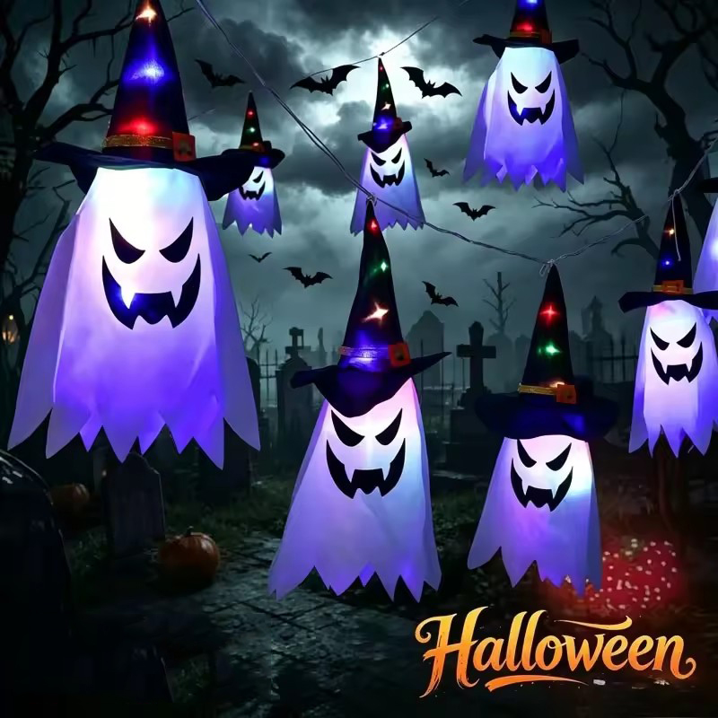 Lighting Decor For Diwali - Halloween Glowing Witch Hat Lanterns Hanging