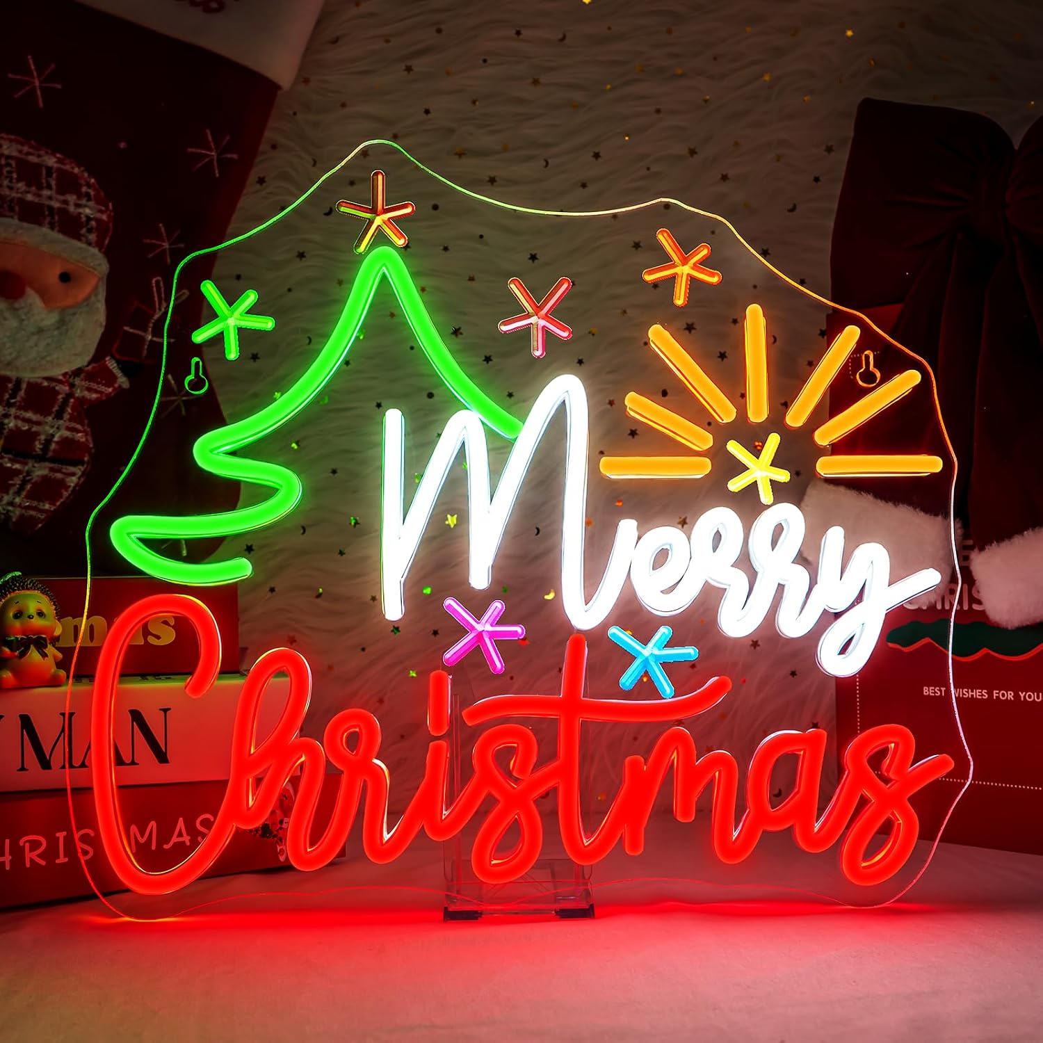 Wall Decor Lighting Tree - LED Neon Sign Merry Christmas Xmas