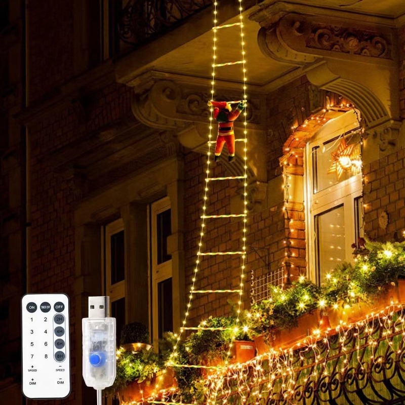 Wall Decor Lighting Tree - 1pcs Christmas Decoration Santa Claus Climbing