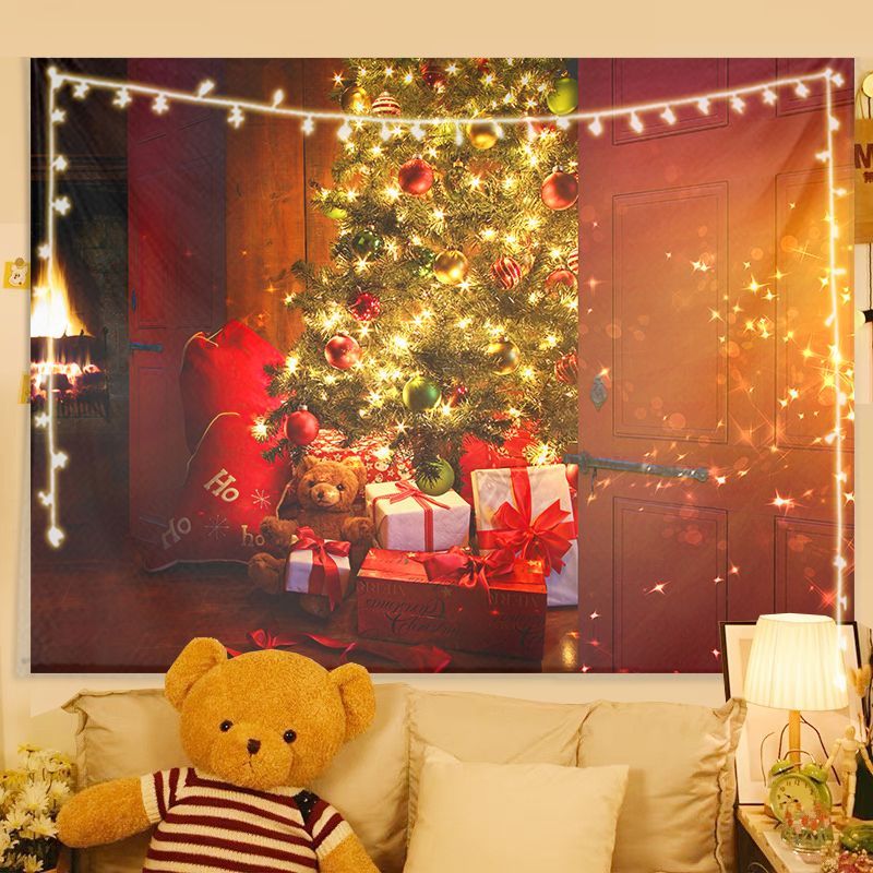 Wall Decor Lighting Tree - VIKAMA Wall Tapestry Christmas Warm Light