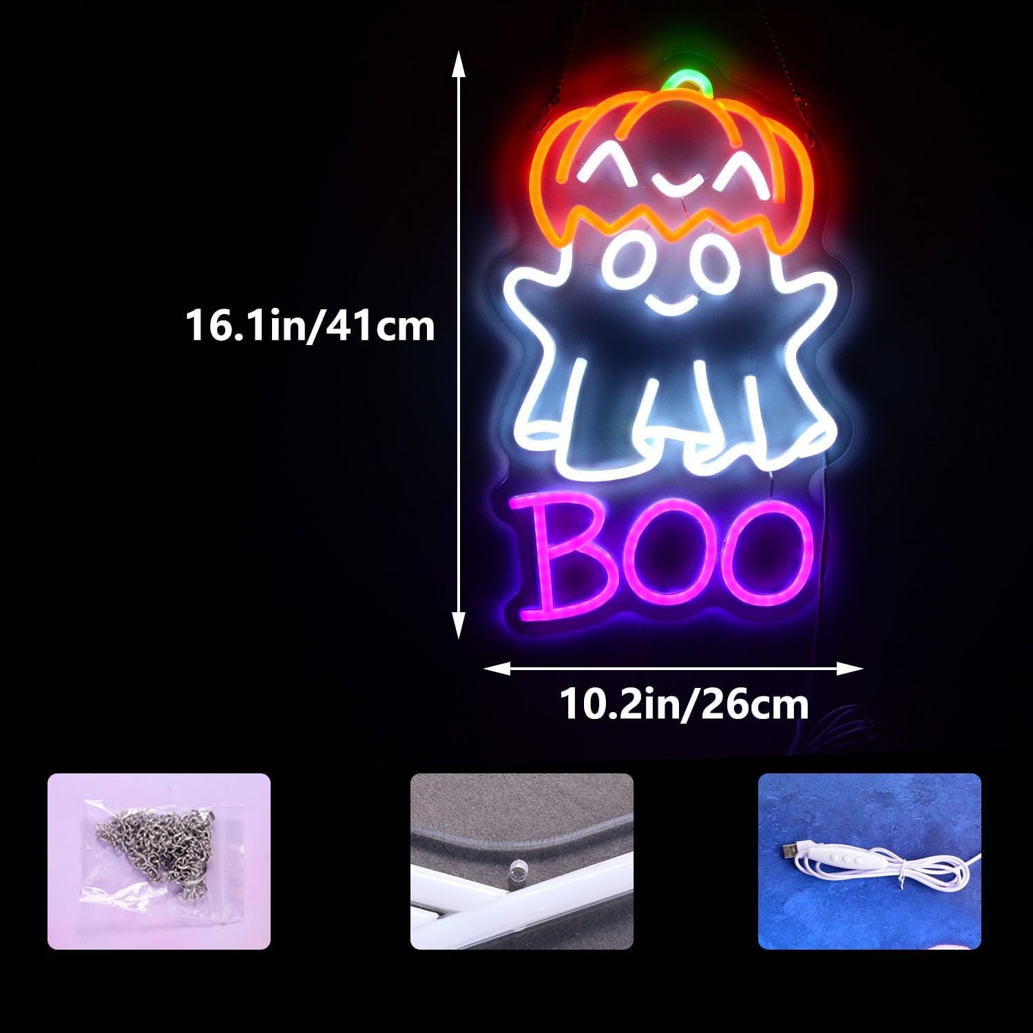 Cute Ghost Pumpkin Hat BOO LED - Home Decor Lighting Tricks recension och pris