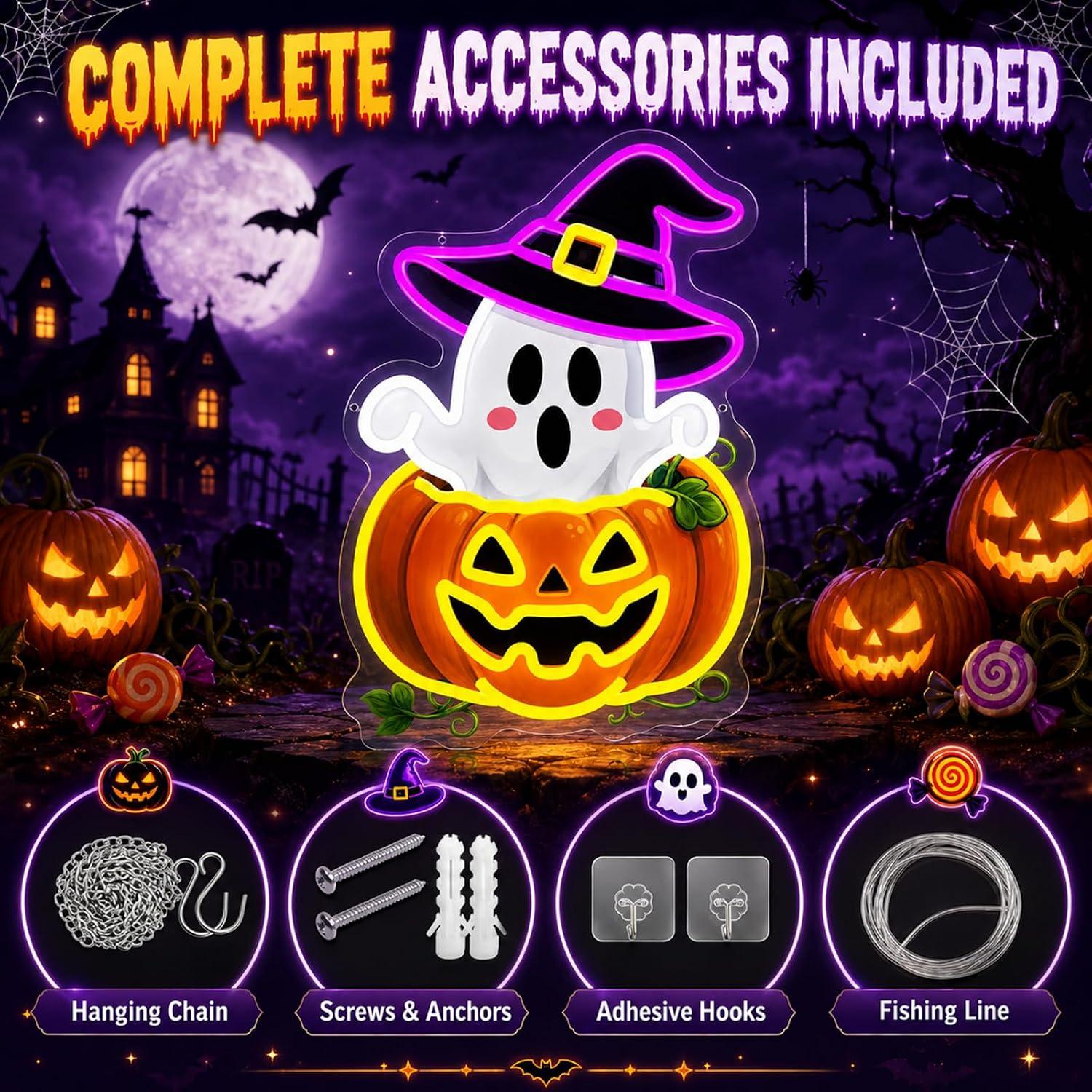 Cute Ghost Witch Hat Pumpkin N - Home Decor Lighting Tricks recension och pris