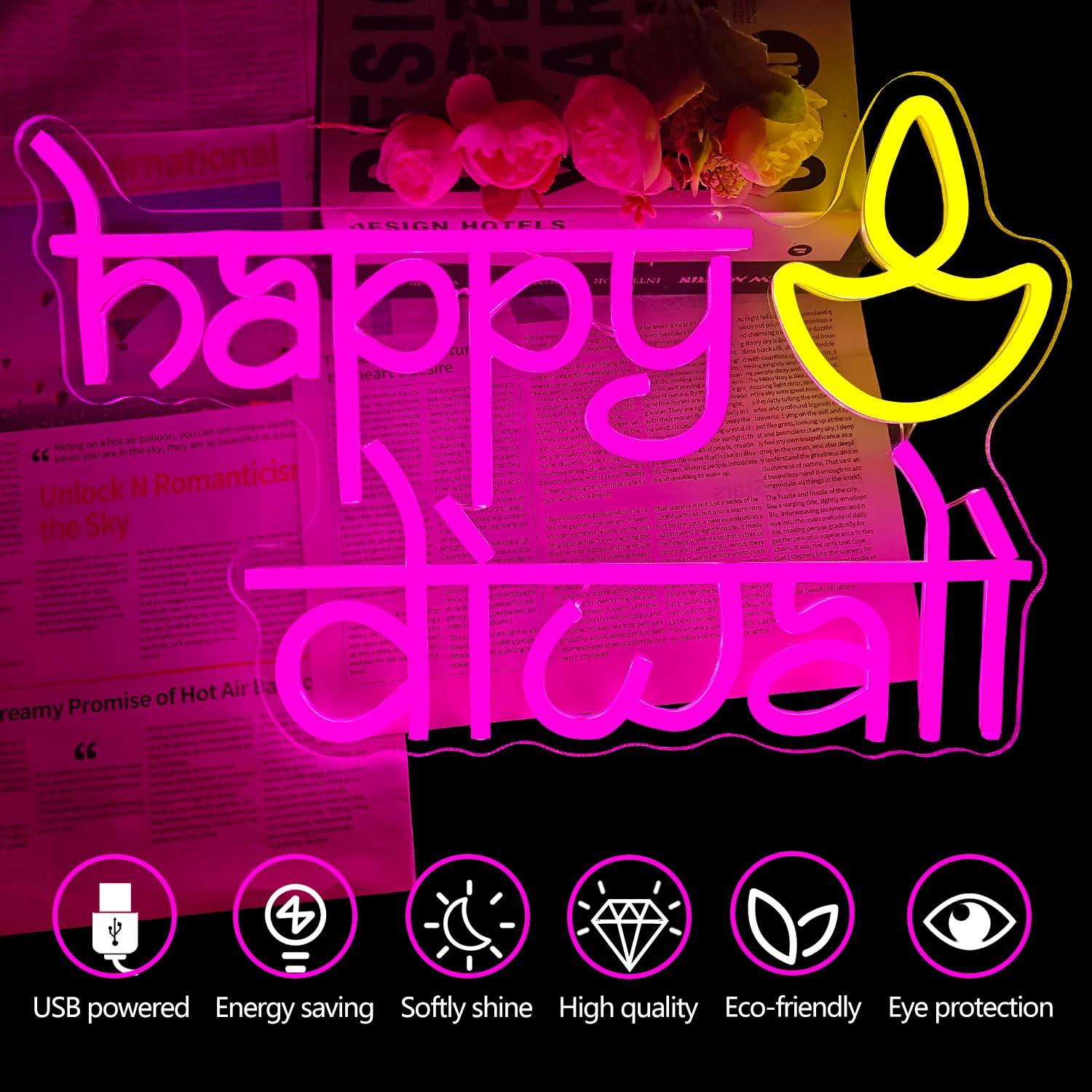 Happy Diwali Neon Sign USB Pow - Lighting Decor For Diwali recension och pris