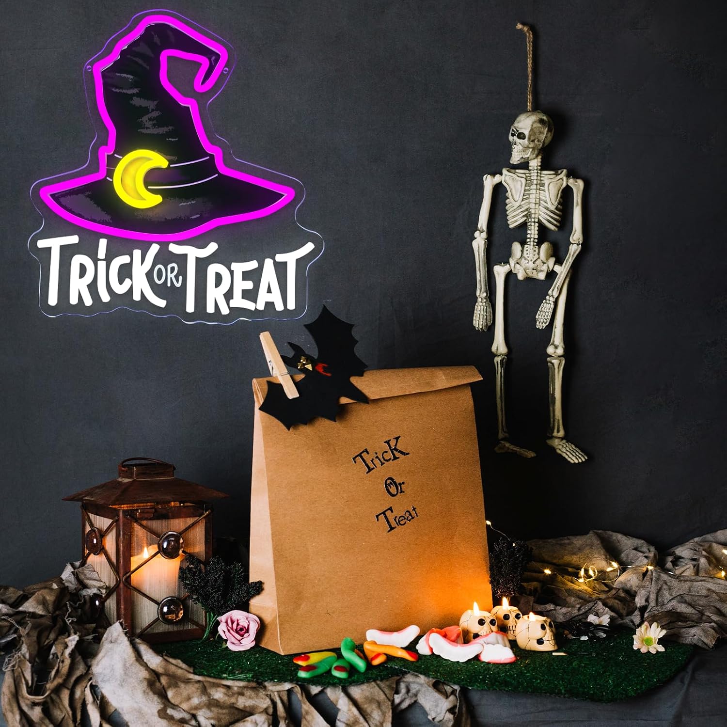Trick Or Treat Witch Hat Neon  - Home Decor Lighting Tricks recension och pris