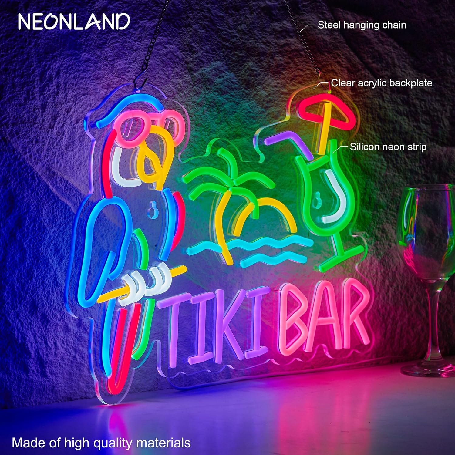 Tiki Bar Parrot Palm Tree Neon - Wall Decor Lighting Tree recension och pris
