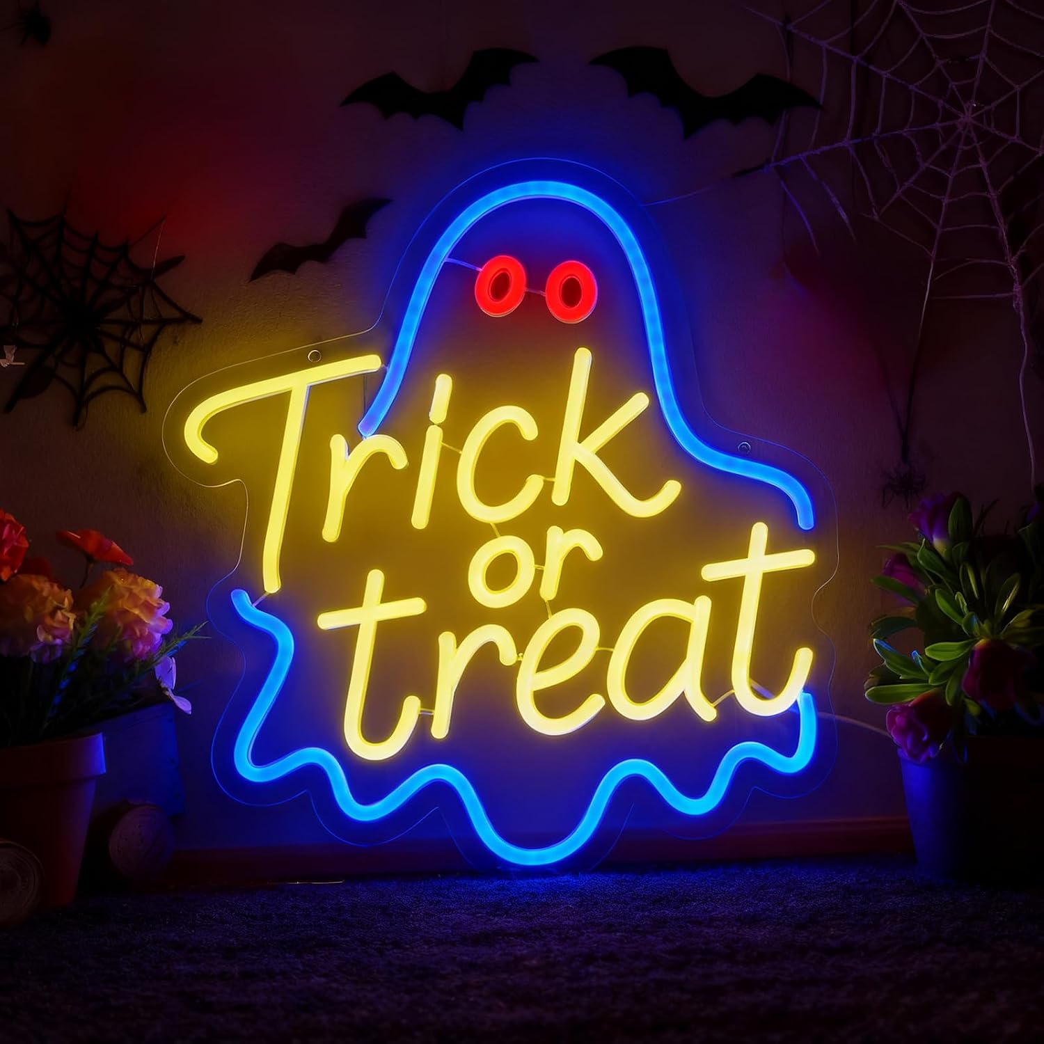 Trick or Treat Ghost Neon Sign - Home Decor Lighting Tricks recension och pris