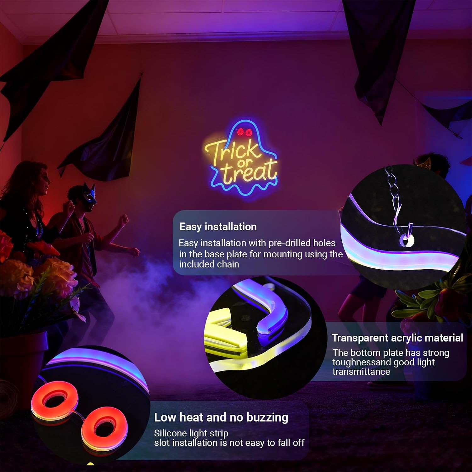 Trick or Treat Ghost Neon Sign - Home Decor Lighting Tricks recension och pris