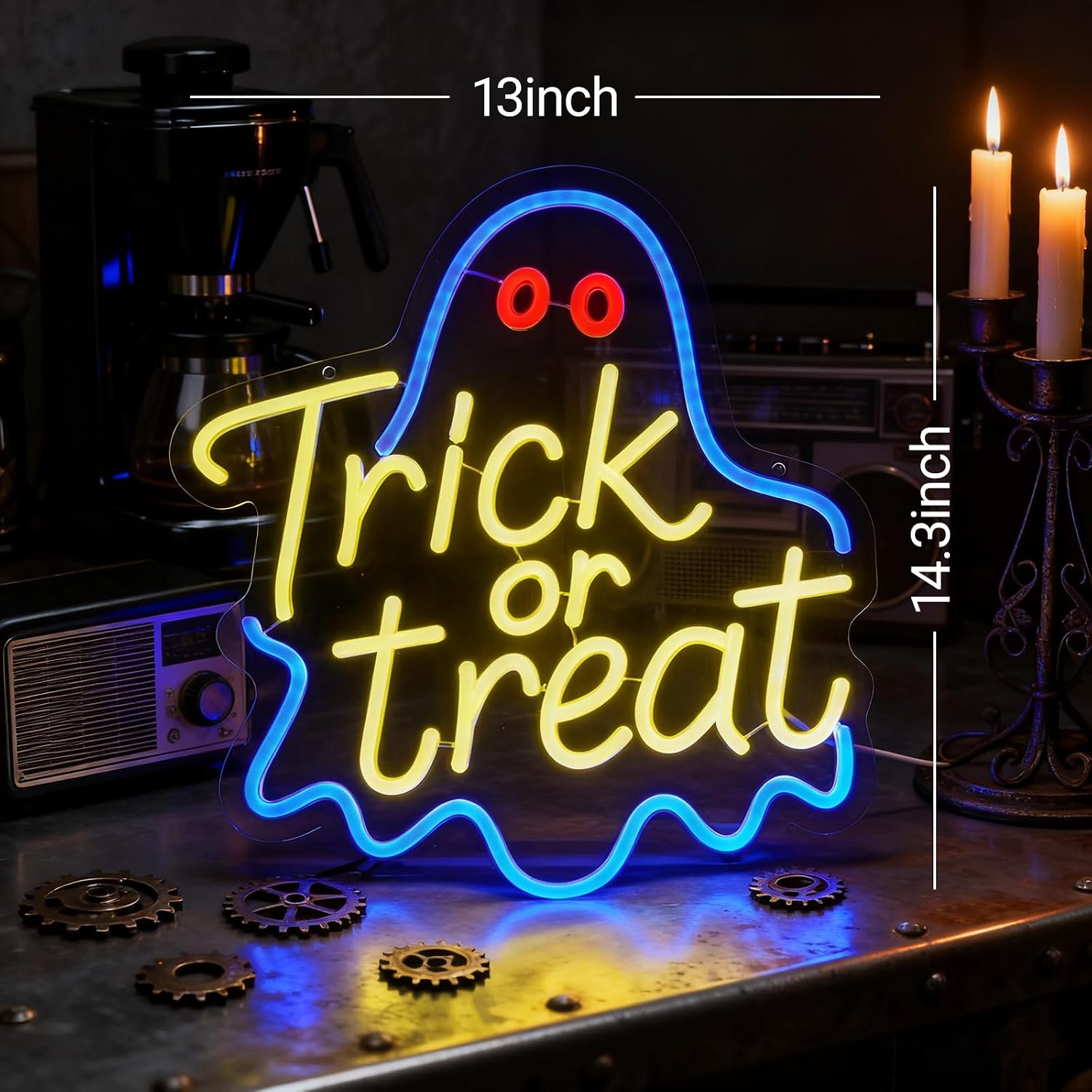 Trick or Treat Ghost Neon Sign - Home Decor Lighting Tricks recension och pris