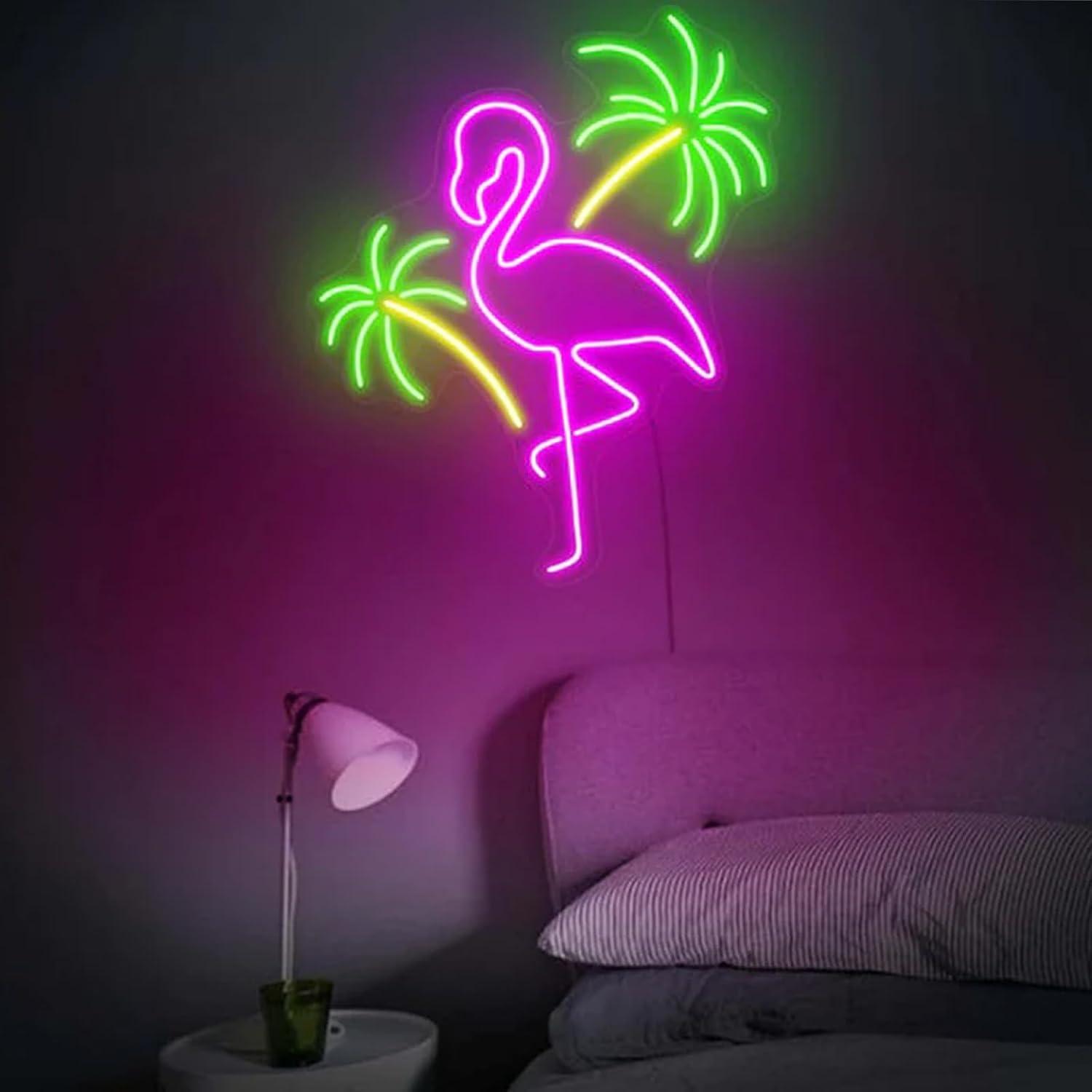 Flamingo And Palm Tree Neon Si - Wall Decor Lighting Tree recension och pris
