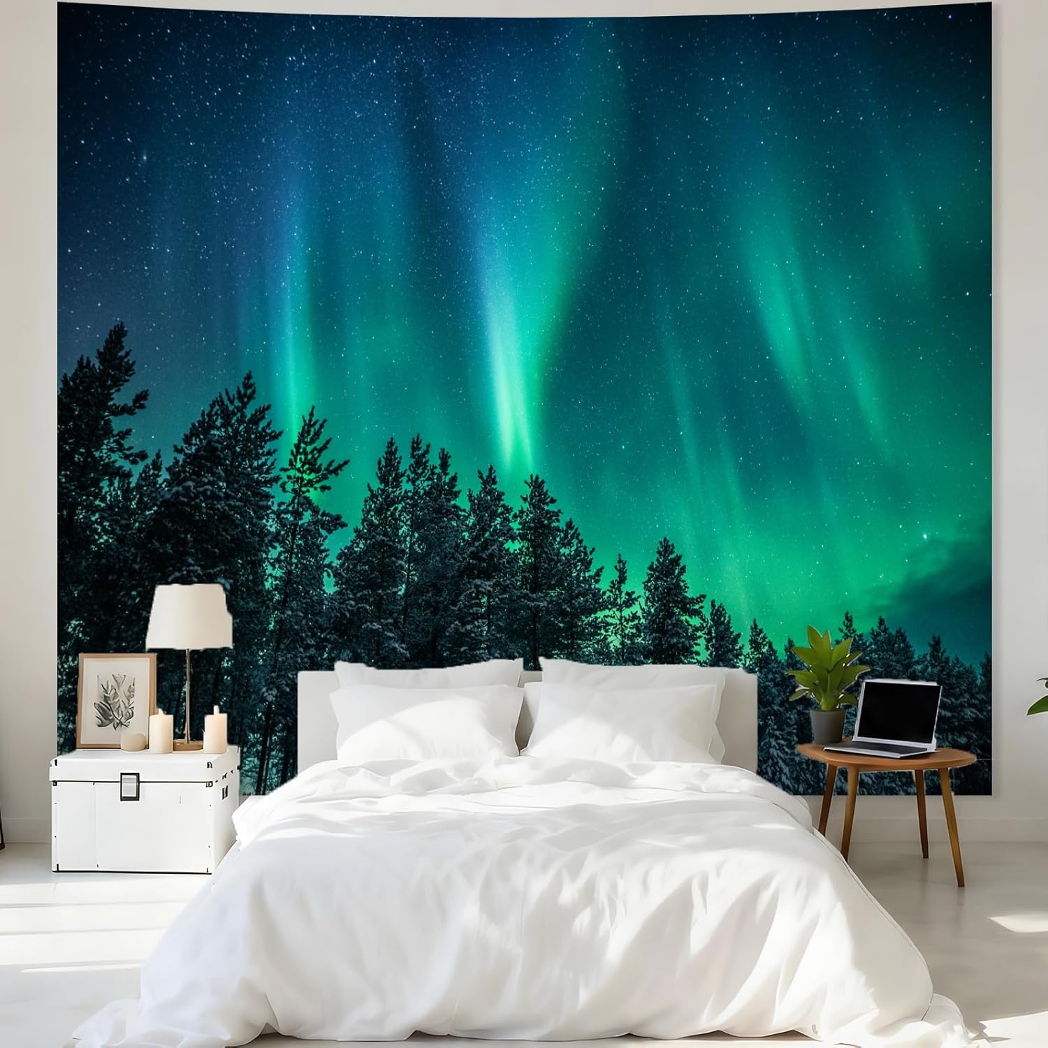Large Northern Lights Tapestry - Wall Decor Lighting Tree recension och pris