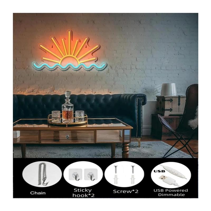 Sunrise Sunset Neon Sign Beach - Lighting Decor Sunrise recension och pris