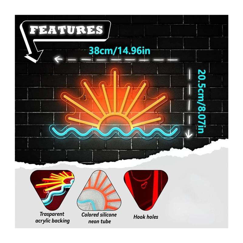 Sunrise Sunset Neon Sign Beach - Lighting Decor Sunrise recension och pris